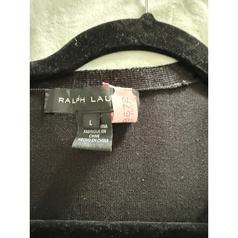 Ralph Lauren Black Silk Blend Openwork Cardigan Dark Romantic Quiet Luxury L